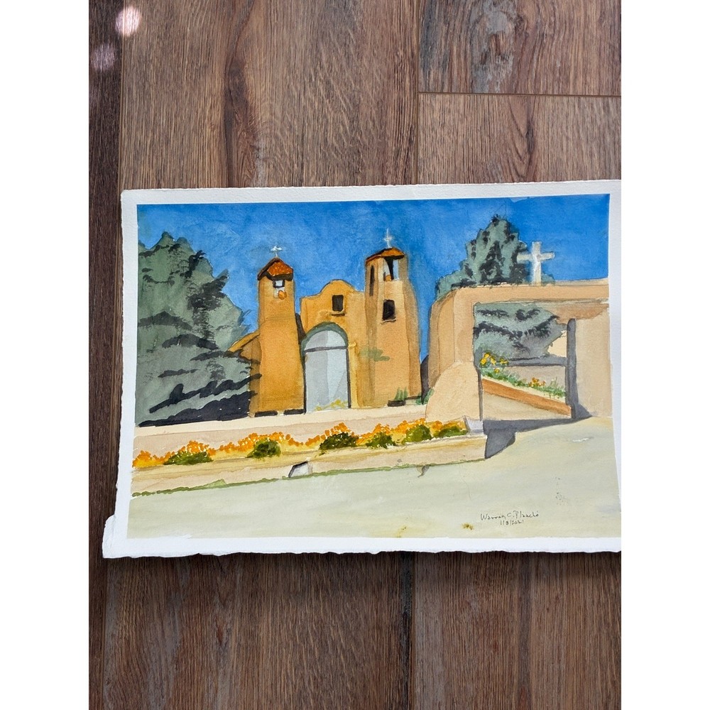 Santuario de Chimayo #2 Original Watercolor Painting 2021 11×15 Warren C Plauche