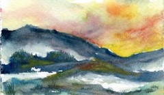 ACEO Original Watercolor Painting Lot 4 Winter Forest Snow 100% Cotton Rag Artis