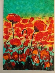 Poppies Original oil painting Red poppies Palette knife with textured paste
