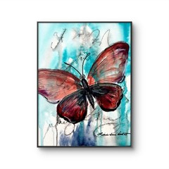 Butterfly 12×16 Original Hand Painted Teal & Earth Tones Wall Art Canvas