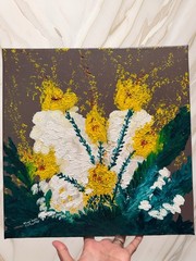Original Acrylic Flower Painting Contemporary Art 12×12″ Signed W/COA