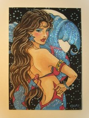 MERMAID Aceo Title: A LITTLE SASSY Collectable ATC PRINT L.E. mermaid moon stars