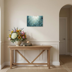 Teal Abstract Canvas Art Painting: Contemporary Hand Painted Textured Artwork Pr
