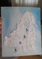 Mountains Original Painting Snow Wall Art Texture Artwork Winter Sport Art