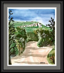 Atherton 8×10 Original Gouache mountain painting „Camp Path“ hand signed
