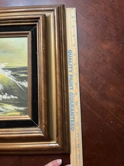 VTG Original Oil Painting Seascape Wave Ocean BEAUTIFUL Detailed Frame MCM