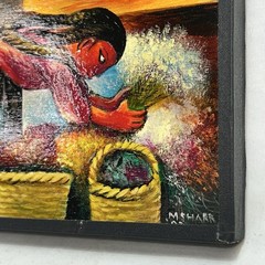 Simon Silva Amor A Todas Horas Signed Chicano Painting Mexican American Folk Art