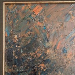 Large Vintage Oil Painting Gold Wood Frame Green Velvet Mat Still Life 42×24 Art