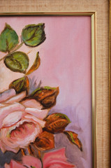VTG 1980’S SMALL FRAMED ORIGINAL OIL ROSE FLOWERS BOUQUET CUBAN ARTIST ZOE CUTIE