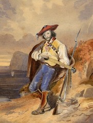 France 1830: The Merry Spanish Brigand and his Guitar, Delightful Romantic W/C