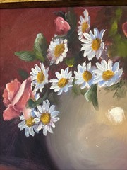 VTG. Floral Still Life Painting By James Eichelberger Gold Frame 15.5″W X 13″H