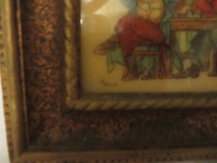 Vintage ARTINI Hand Painted on Enamel 5 men sitting at a table talking