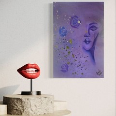 Stretched canvas 20×16″ Acrylic painting surreal Flower Child 1