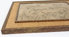 Charles Malcolm Campbell 1960’s Line Drawing Oil Painting Listed Artist Horses