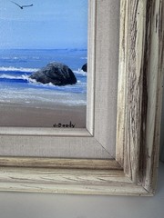 J. DOODY ORIGINAL OIL ON BOARD OCEAN BEACH COASTAL LANDSCAPE PAINTING FRAMED