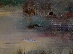19th FRENCH BARBIZON Duchemin SUNSET LANDSCAPE Signed Rare Vintage Oil on Canvas