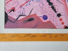 Original Illegibly Signed Watercolor Painting 13×11 Framed Abstract Modern Art