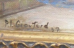 Per Gravfort (1920) Fine cityscape. Bouquinistes of Paris. Dated 1957.
