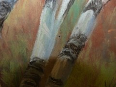 Elsie Scull Watercolor Painting Maine New Hope School „Birch Trees“ 1981 Pa.