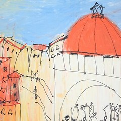 Italy city with concert 80x60cm oil/LW art academy Düsseldorf art