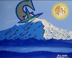 SEATTLE MARINERS MT RAINIER PAINTING ON 20X16 INCH CANVAS. ALL HAND-PAINTED