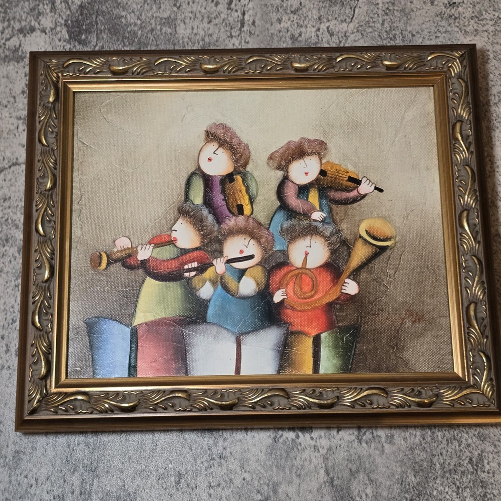 Vintage Musicans Joyce Roybal Oil Painting On Canvas, 10”x 12” Signed Art