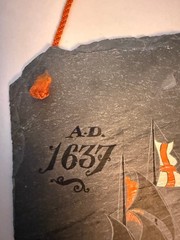 HAND PAINTED SLATE HMS ROYAL SOVEREIGN SAILING SHIP AD 1637 9″x6.5″ NAUTICAL UK