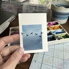 ACEO Original Art Card – Embroidered Birds – 1K to OK #113