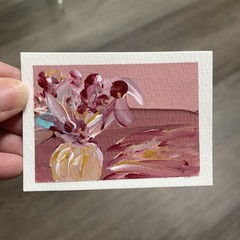 ACEO Original Impressionism Still Life Flowers in the Vase in Acrylic
