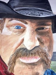 Original acrylic painting Water color paper 9 x 8″ Snarly cowboy NEW unframed