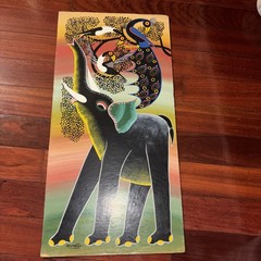 African Art Tinga Tinga Wildlife Painting Elephant 24 X 12 Elephant Birds Martin