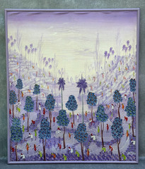 J.A. PIERRE SIGNED HAITIAN CARIBBEAN OIL PAINTING FIELD WORKERS LABORERS ON HILL