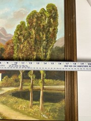 VTG Original Oil Painting Signed European Countryside Trees Cottage 22.5″x18.5″