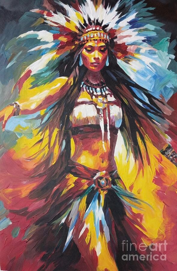 new handmade Painting on 24″*16″ canvas Dancer With Headdress by Wendy