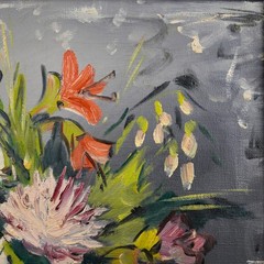 Vintage Framed Original Still Life Floral Oil on Canvas „Bouquet of Flowers“