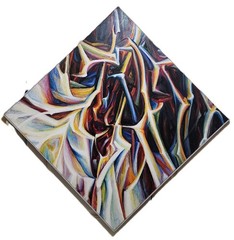 MCM Painting, Oil on Canvas, Carl Duke, Dynamic, Abstract, c1970s, FL, 38.5″sq