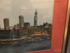 Rare OOAK Original Art Watercolor „CLEVELAND WEST PIER HARBOR LIGHTHOUSE“ Framed