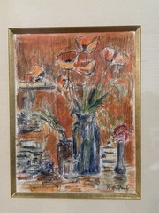 François Federle Original Painting “Les Coquelicots” Framed With Certification
