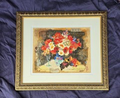 Flowers in vase with gold metallic Embellishment By Alexander Wissotzky