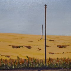 EDGE OF DESERT, original acrylic painting, dating 2004