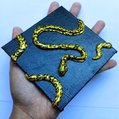 3D Emboss Snake Animal Glue Gun Canvas Shiny Pop Medium Art Hand Painting NEW