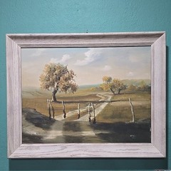 Vintage Original Texas Landscape Painting Oil Or Acrylic On Canvas Artist Ramos