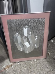 Relief Effect Paper Painting. Modern 1970s Abstract Art Vintage Mid Century