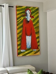 ORIGINAL SIGNED Acrylic Painting „My Little Russian Lady“ 2’x4′ Borzoi/Greyhound