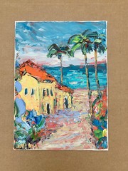 California San Diego Beach Oil Painting On Canvas Board Summer Landscape Artwork