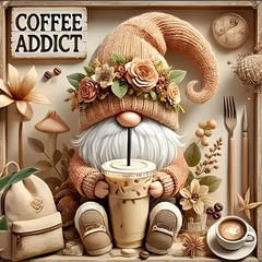 DIY Coffee Addict Gnome Diamond Painting Kit (30×30 cm) A31