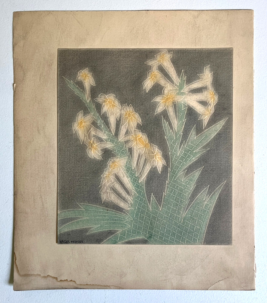 Antique Signed Hazel Frazee Textured Watercolor Painting
