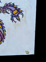 Vtg 1979 Signed Funky Psychedelic Bold Painting Acrylic on Board 22″x28″ 70’s