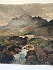 Antique Painting Impressionist Landscape River Bridge Large Oil Mystery 19th