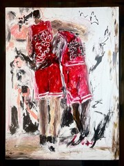 JORDAN FLU Scottie Pippen Michael Large Basketball Iconic Painting – 30″ x 40″